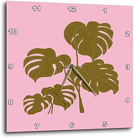 3dRose Mustard Yellow Monstera Swiss Cheese Plant Cut Out Style - Wall Clocks (DPP_355548_3)