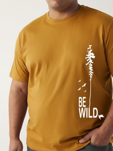 Image of Toodlegram - 100% Pure Cotton Plus Size T Shirt for Men- Regular Fit - Half Sleeve Roundneck Stylish Tshirt - Graphic Printed Be Wild (Size - 2XL to 10XL)