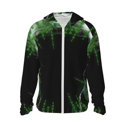 Sudadera con capucha y estampado hacker con protección solar UV ligera y cremallera