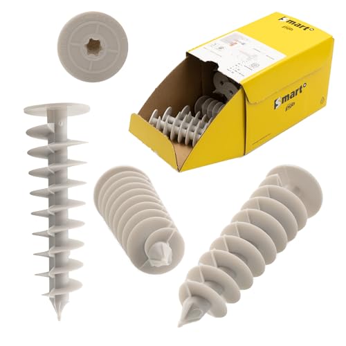 Chevilles pour isolant Thermo sans pont thermique, installation sans pré-perçage ni outil spécial possible, chevilles en mousse rigide, chevilles en polystyrène expansé, chevilles en spirale (25 x 85