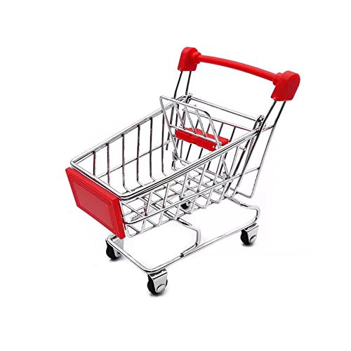 LW Mini Shopping Cart Supermarket Handcart Mini Shopping Cart Mini Supermarket Storage Toy (Red)