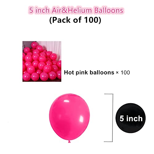 Image of 5 inch Hot Pink Party Balloons, 100 pcs Mini Dark Pink Latex Balloons for Birthday Wedding Baby Shower Decorations (Hot Pink)