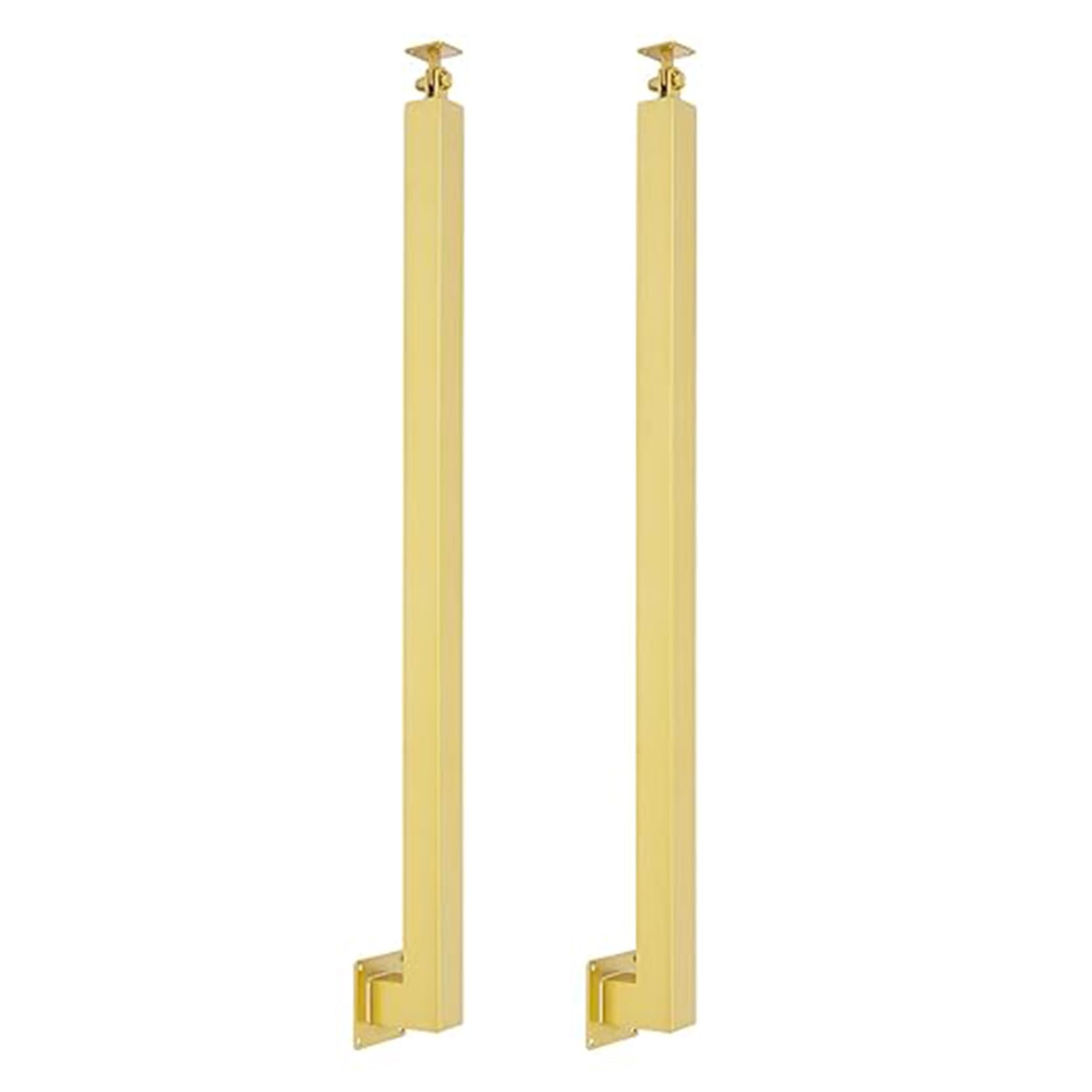 GOUZIBHD 2 Pcs Metal Stair Railing Square Stair Baluster Posts with Flat & Adjustable 270° Angle Bracket,Banister Column for Decks Balconies Stairs,Side Mount(Size:90cm/35.4in,Color:Gold)