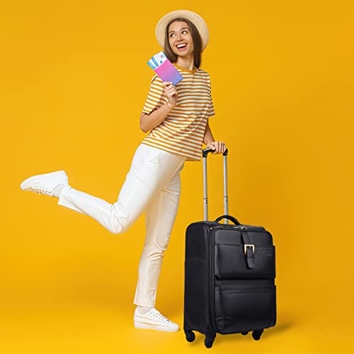 Image of Stylish and Durable Leather Trolley Luggage Bag Perfect for Travel and Business 46 litres Suitcase