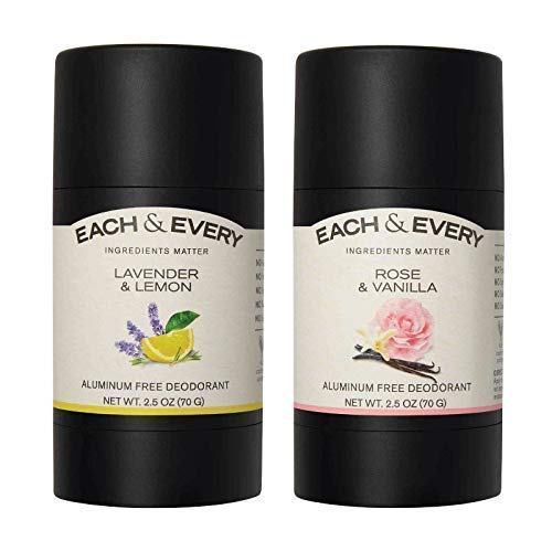 Each & Every 2-Pack, Natural Aluminum-Free Deodorant for Sensitive Skin Made with Essential Oils, Plant-Based Packaging…