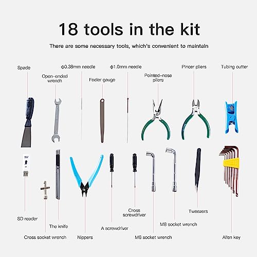 Image of Creality 3D Printer Tool Box Kit, 35Pcs Case Includes 18 Types of Tools Screwdriver /Wrench /Pliers /Needle /SD Reader 3D Printing ABS Storage Toolbox Set for Cleaning Finishing Printing