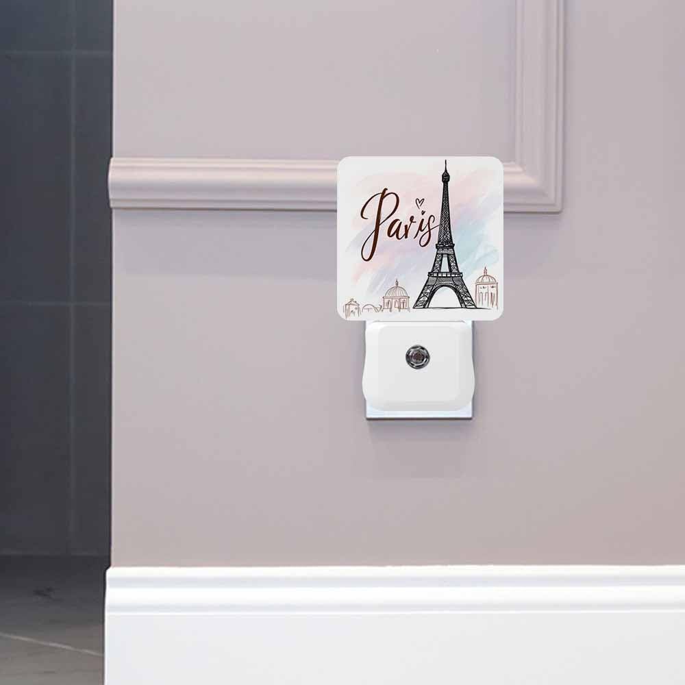Eiffel Tower Night Lights Plug into Wall Pink Paris Night Light with Dusk to Dawn Sensor for Home Bedroom Bathroom Living Room 0.5W Sleep-Friendly