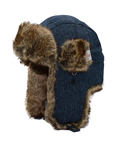 Walker and Hawkes - Harris Tweed Charles Trapper Hat - Midnight Blue - Medium (58cm)