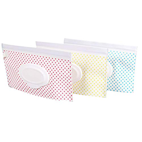 asdfwe Dispensador Toallitas Húmedas Portátil Recargable Toallitas Bolsa De La Caja De La Bolsa De Pañales Reutilizable Toallita Húmeda Soporte para Aire Libre 3PCS