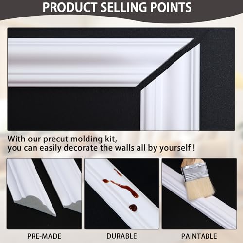 Kit de moldura de pared Lunghaa de 6 marcos de madera precortada para decoración 7