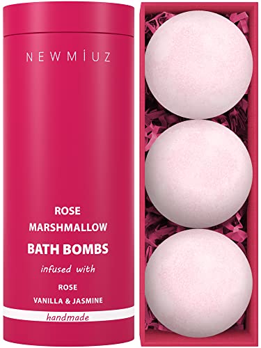 Rose Vanilla Bath Bomb - Mega Foaming Bubbles - Infused with Stress Relief Jasmine - Luxurious Spa Bath Essentials -Nourishing Dry Skin - Blissful Stress Relief Bath Bombs Gift Set Christmas Birthday
