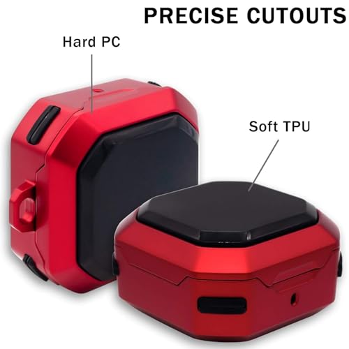 Image of Full Body Rugged Shockproof Case Cover Compatible for Samsung Galaxy Buds Core (2025) -Red