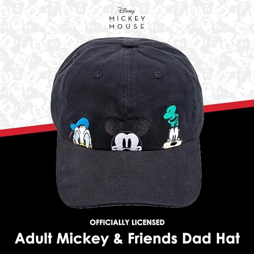 Image of Disney Mickey Mouse Dad Hat, Cotton Adjustable Baseball Cap with Curved Brim