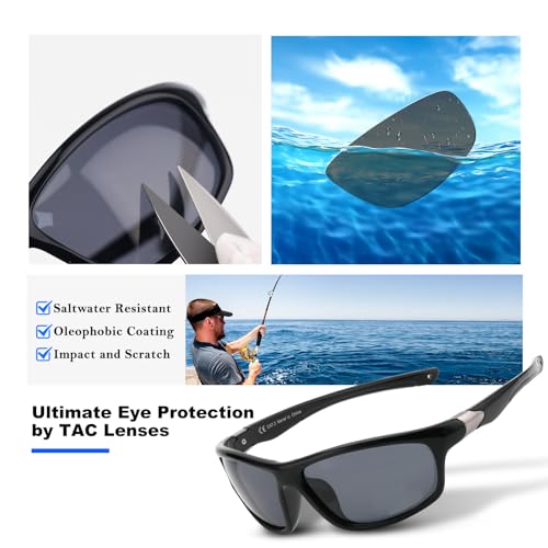Scratch/Saltwater Resistant/Oleophobic Coating Lens Polarized Sports Sunglasses for Men Women, TR90 Wrap Around Sun Glasses2