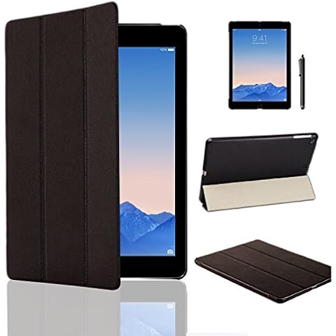 MOFRED Ultra Slim New Apple iPad Air 2 (Launched Oct. 2014) Leather Case Cover, Full Protection Smart Cover for iPad Air 2 iPad 6th Generation With Magnetic Auto Wake & Sleep Function + Screen Protector + Stylus Pen (Black) Cover