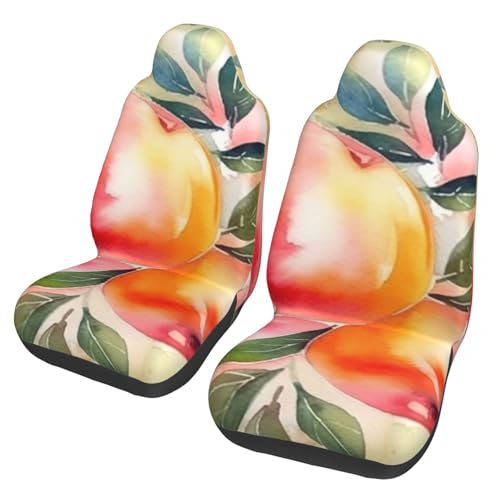 Housses de siège avant de voiture respirantes universelles motif aquarelle de pêche lot de 2