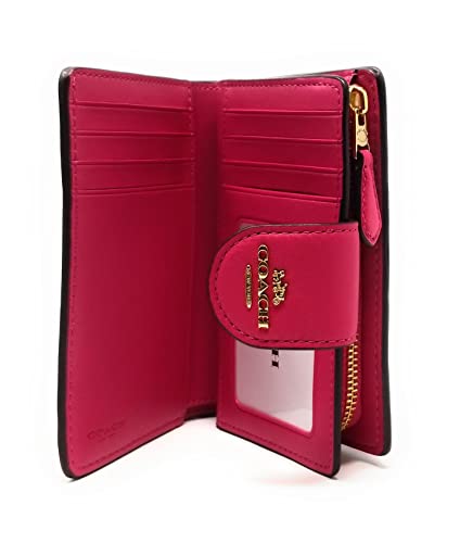 Coach Women's Medium Corner Zip Wallet (Linear Quilting Leather - Bold Pink) #TOP4