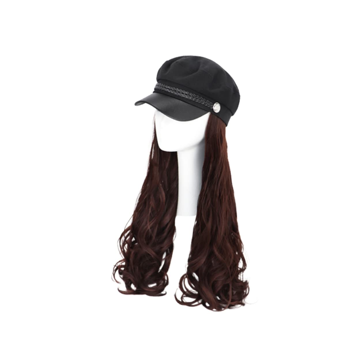 Healeved Cap Wig for Women Lace Wig Cap Hat Long Curly Fashion Hairpiece Hair Extension