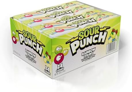 Sour Punch Rainbow Sour Straws, 2 Ounce (Pack of 24)