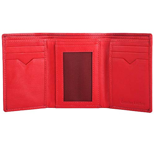 Image of Brooklyn Bridge Genuine Leather Trifold Wallet for Men Genuine Leather Trifold Wallet Card Holder for Men, RFID Protection, Mens Wallet, Purse, Tri Fold, ID Card, Gift for Men Boys Nappa Cognac