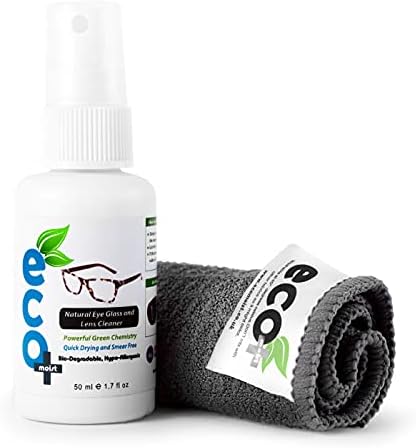 Ecomoist Natural Lens Eyeglass Optical Cleaner 50Ml Ecofriendly Microfibre Towel Sun Reading glasses Does not harm the Coating of Glass Lens