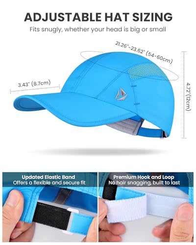 YANIKY Quick-Dry Running Hat for Men & Women Cooling Hat UPF 50+ Thin Baseball Cap Lightweight Breathable Mesh Sport Hats Lake Blue — view 4