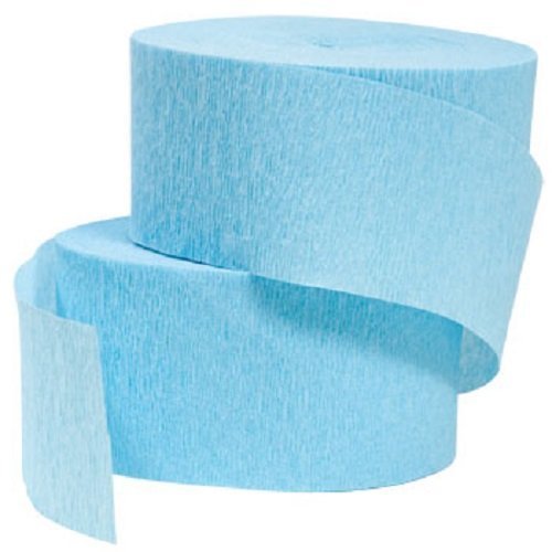 Greenbrier 4 Rolls, Light Blue Crepe Paper Streamers, 290 ft Total, Made in USA