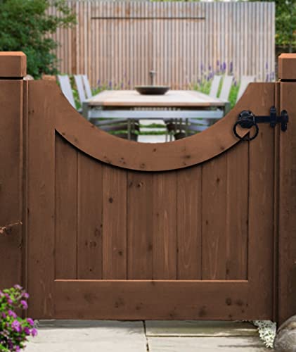 Infinity Decor 6” 150mm Heavy Duty Twisted Ring Gate Latch Catch Lock Set in Epoxy Black Finish for Garden Gate shed Door - Image 2