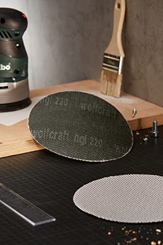 Wolfcraft Haft-Gitterleinen Durchmesser 180 mm, Korn 220, für Haft-Schleifteller, 5 Stück, 5616000