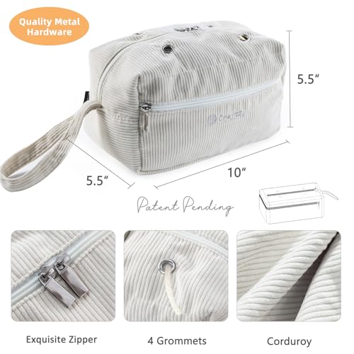 MYBAGZING Crochet Bag and Tote Bag - Corduroy Yarn Bag - Yarn Holder with Pockets for Crochet Hooks, Knitting Accessories