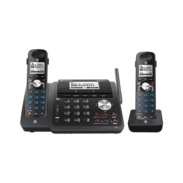 AT&T TL88102BK DECT 6.0 2-Line Expandable Cordless Phone with Answering System and Dual Caller ID/Call Waiting, 1 Handset, Black