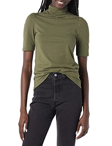 Image of Amazon Essentials Women's Cotton Modal Draped Puff Sleeve Turtleneck