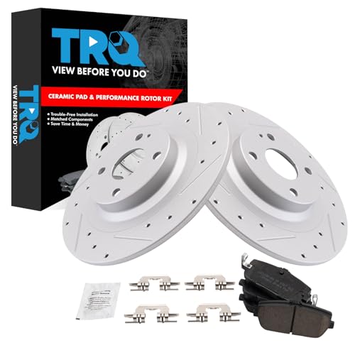 Image of TRQ Performance Rear Brake Pad and Rotor Set Ceramic G Coated Compatible with 2017-2020 Fiat 124 Spider 2016-2019 Mazda MX-5 Miata