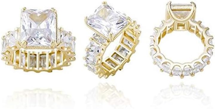 14K Gold over S925 Sterling Silver Radiant Cut Inlaid Moissanite Ring, Women's Engagement Ring, A Radiant Choice for Proposals or Anniversaries