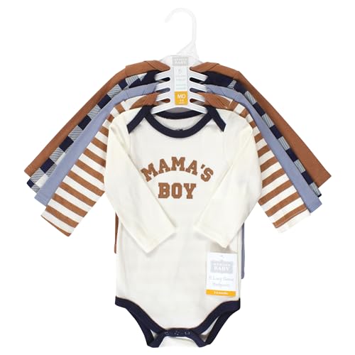Image of Hudson Baby baby-boys Cotton Long-sleeve Bodysuits 5-pack