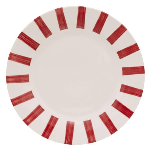 Atmosphera - Lot de 6 assiettes plates cheri rouge d26,8xh2,4cm