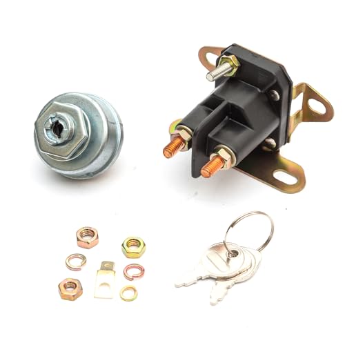 12v Solenoid Starter Relay & Ignition Key Barrel Compatible With Countax & Weswood T1200 Ride On Lawn Mower Tractor