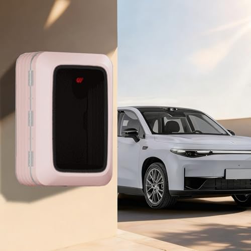 EXCLURA Poteau de Borne de Recharge Boîtier Étanche pour Chargeur de Véhicule Électrique, Borne de Recharge Murale, Boîtier de Protection pour Chargeur de Véhicule Électrique dans Un Garage(Pink)