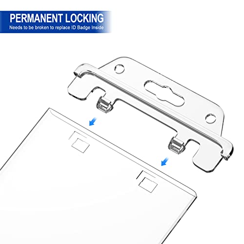 2 Pack Clear Id Badge Holder For Lanyard Hard Plastic Id Card Holder By Fallen One, Permanent Locking, Vertical, Heavy Duty #TOP2