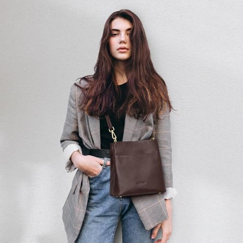 Image of Kattee Leather Handbags for Women 2026, Soft Shoulder Tote Crossbody Purses Bucket Bags with 2 Detachable Straps
