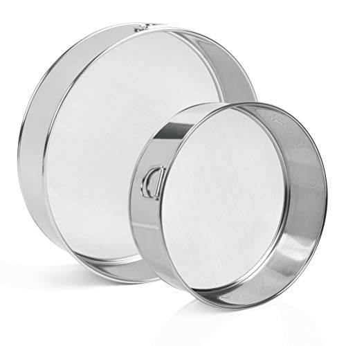 2 Pcs Flour Sifter for Baking, 5.9   7.8   Sieve Fine Mesh, Stainless Steel Sifter Round Flour Sieve for Baking Straining Powdering