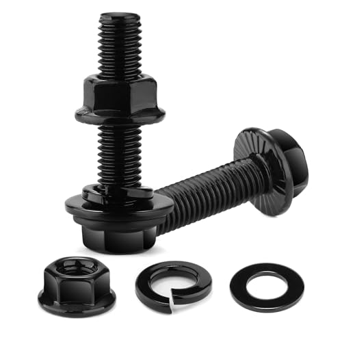 M8 x 18mm Flanged Hex Head Bolts, Nuts, Flat &amp; Lock Washers, 10Pcs 18-8 (304) Stainless Steel, Fully Threaded, Black Oxide by SG TZH