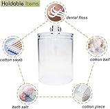 DDSHUN 3 Pack Qtip Holder Dispenser for Cotton Ball, Swab, Round Pads, Floss - 10 oz Clear Plastic Apothecary Jar Set Bathroom Canister Storage Organization, Vanity Makeup Organizer - Image 8