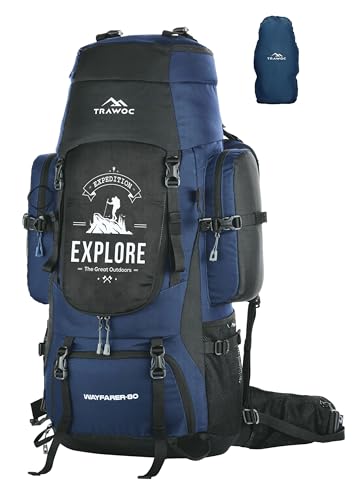TRAWOC Wayfarer 80L Camping Hiking Trekking Bag (Navy Blue) - Image 2