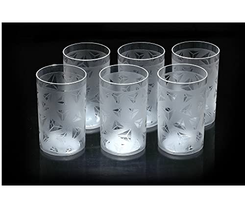 Image of Kitchenwell 12 Pcs Diamond Plastic Unbreakable Multi-Purpose Transparent Water /Juice Glass Set (300 ML,Clear)