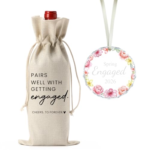 Image of Engaged Gifts Engagement Gifts for Couples Her, Engagement Party Decorations for Women Couple Bride Wedding Our Spring Engaged Wine Bag Acrylic Ornament 2026