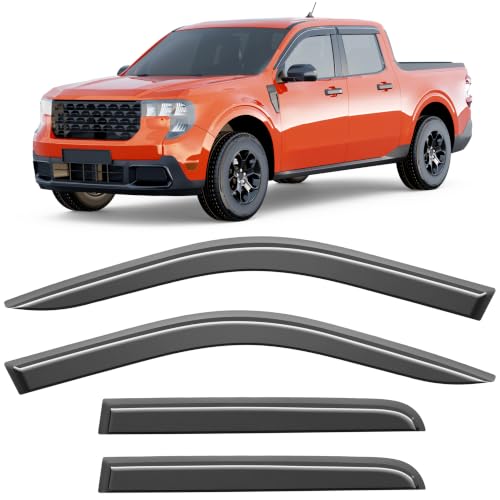 Image of Tape-on Rain Guards Fit for Ford Maverick 2022-2026 Extra-Thick Window Rain Guard Window Deflectors Window Vent Visors Vent Shades Exterior Car Accessories-4PCS