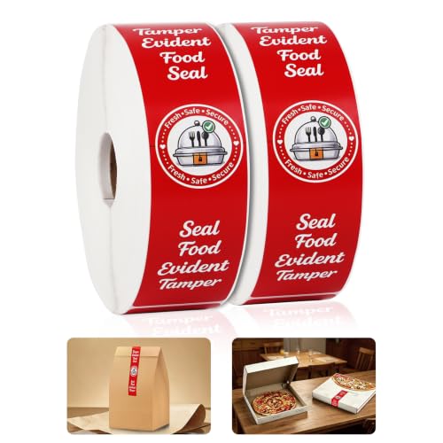 1000 Pcs 1.5 x 6 Inches Tamper Proof Stickers, Tamper Evident Food Seal-Delivery Security Stickers, Proof Tape Safe Labels for Freshness Pizza Boxes Coffee Milk Tea Takeout Beverage Cup Sealing (Red)
