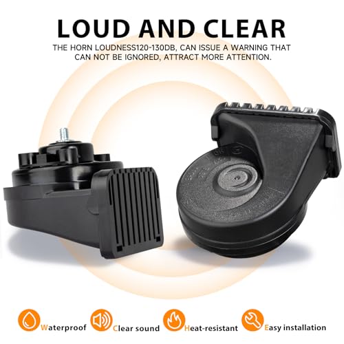 Image of Auto Horn Suitable for Chevy /GMC /Ford 12V Car Horns Loud with Protective Grill Dual-Tone Electric Snail Horn Waterproof and Dustproof