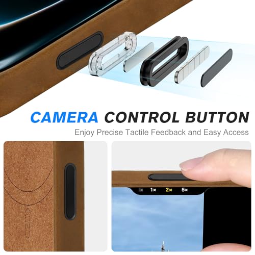 Image of SHIELDON Genuine Leather Case for iPhone 17 Pro 6.3 inch, Crazy Horse Brown | Crazy Horse Leather, for MagSafe, Magnetic Wireless Charging, Metal Buttons, Camera Button, Camera Bezel, Shockproof, Slim